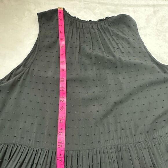 Old Navy Women's L Swiss Dot Sleeveless Swing Dress Gray Tiered With Pockets - Picture 10 of 11